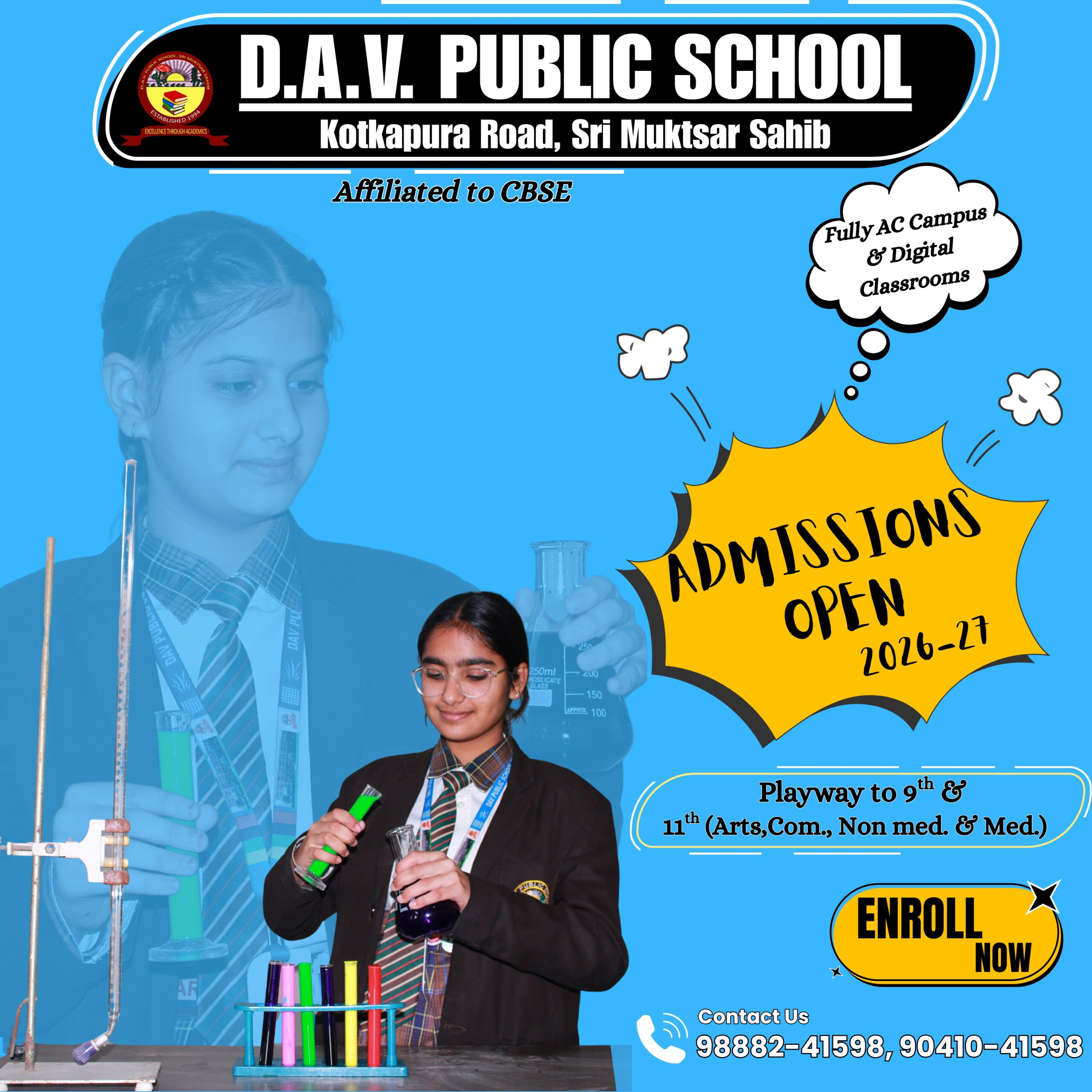 Yellow and Blue Modern School Admission Instagram Post